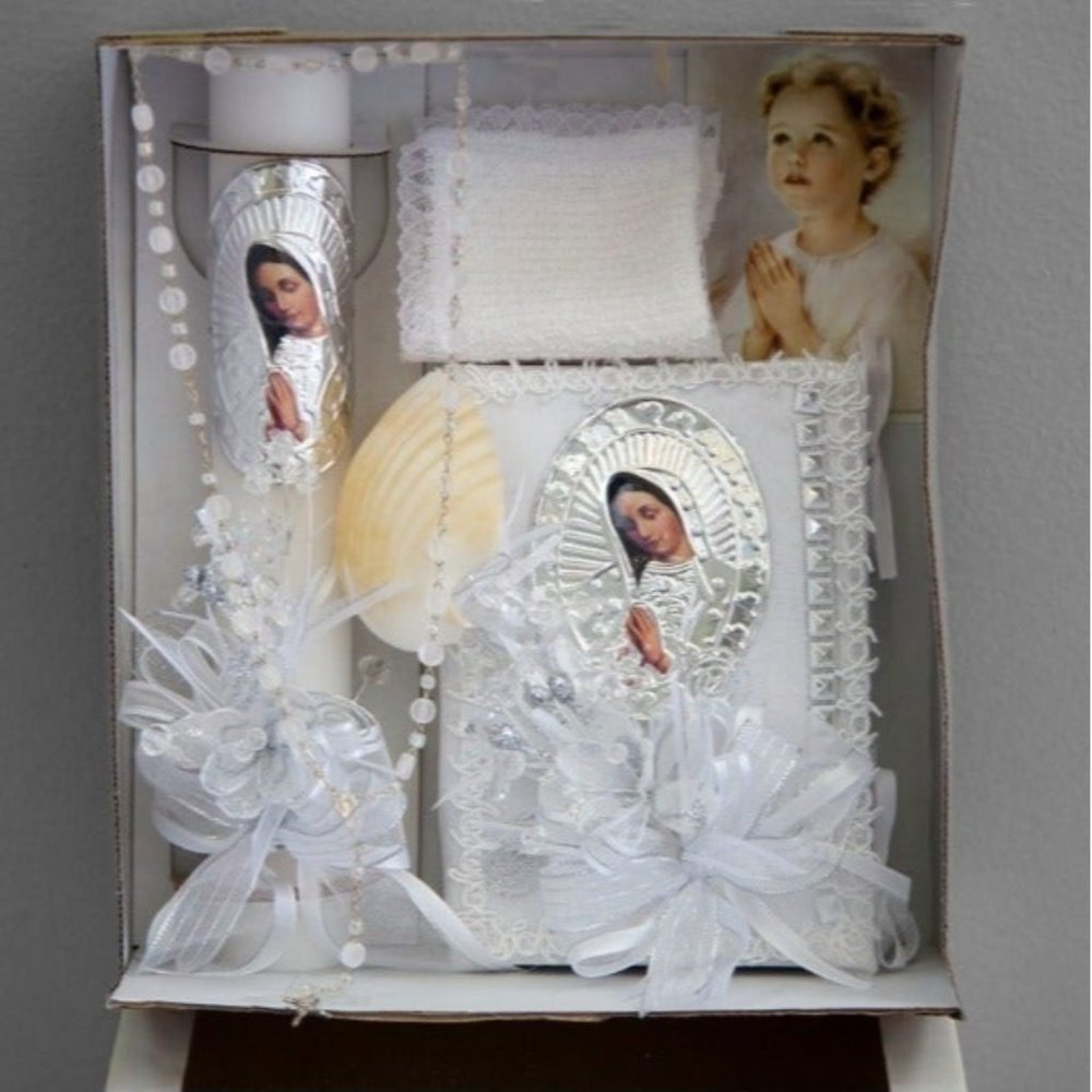 Baptism Christening Candle Set, Candle Box Gift Set, Caja de Vela Bautizo NEW